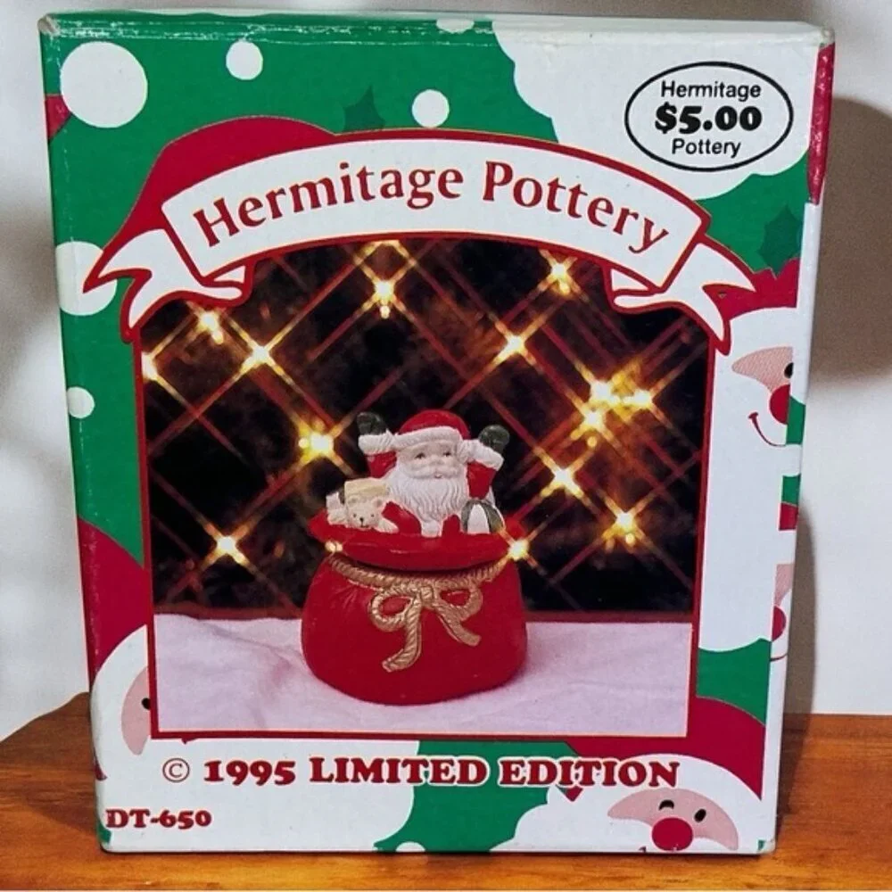 Vintage Santa Trinket Box Hermitage Collectible Porcelain Limited Edition 1995